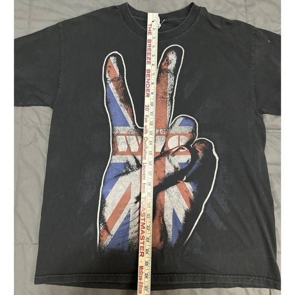 Vintage The Who Shirt Adult Peace Sign Union Jack Flag Black Crew Neck Large - Picture 10 of 11